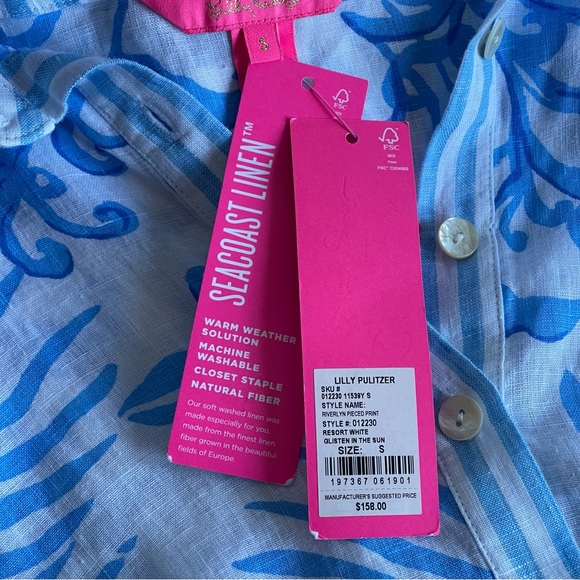 Lilly Pulitzer Riverlyn Pieced Print Tunic Top Glisten in the Sun Size S - Picture 13 of 16